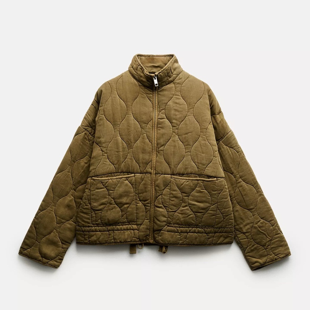 Quilted Olive Green Jacket from Zara